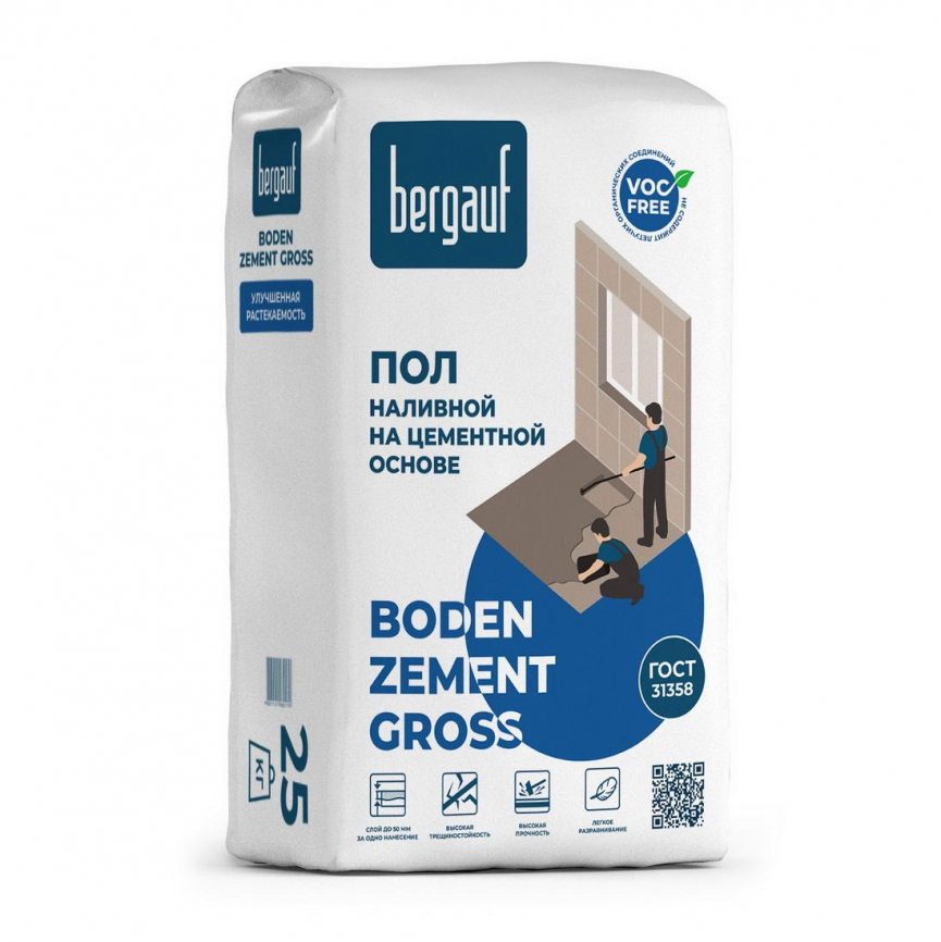 Bergauf Ровнитель на цементной основе Boden Zement Gross, 25кг в Гомеле