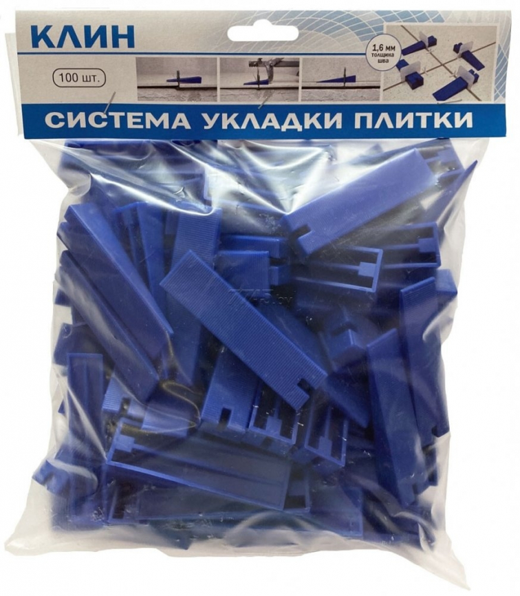 Система укладки плитки Клин 1уп/100шт шов 1,6мм в Гомеле